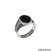 Silver  925 Male Ring with Oval Onyx Stone 10x12mm