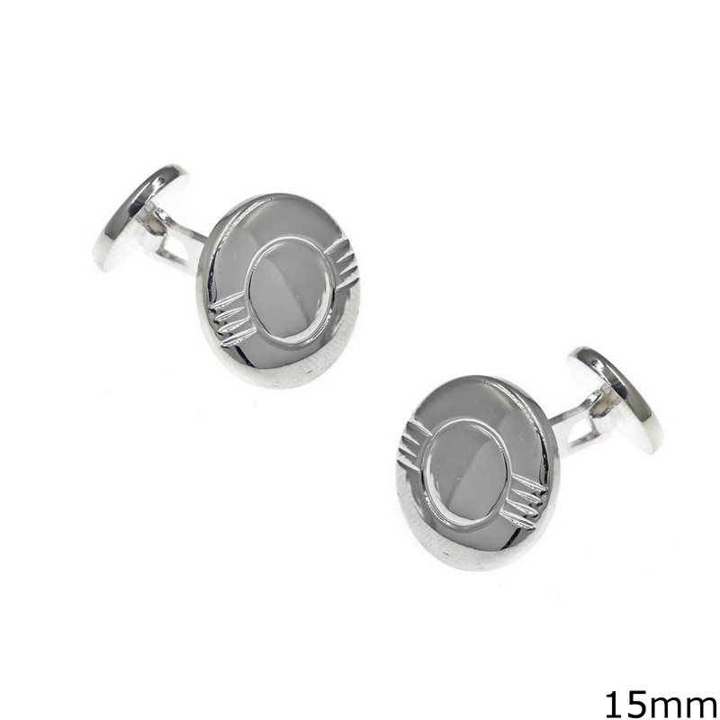 Silver 925 Round Cufflinks  15mm