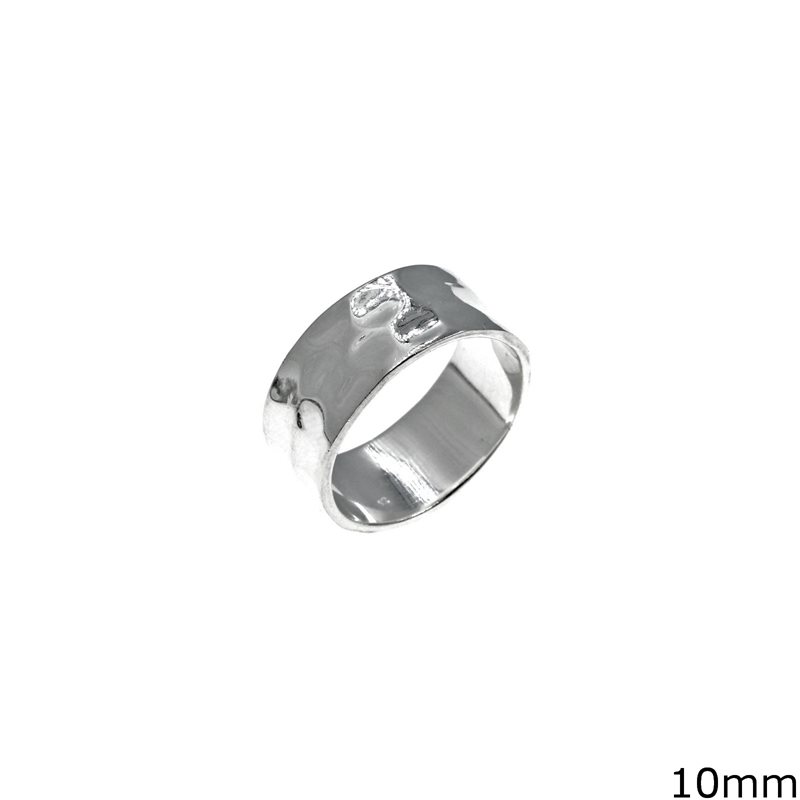 Silver  925 Hammered Ring 10mm
