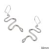 Silver 925 Hook Earrings Snake 32mm