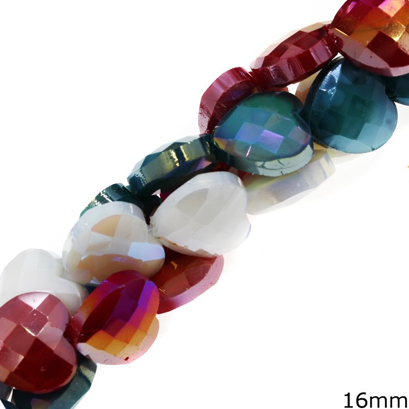 Heart Faceted Crystal Beads 16mm