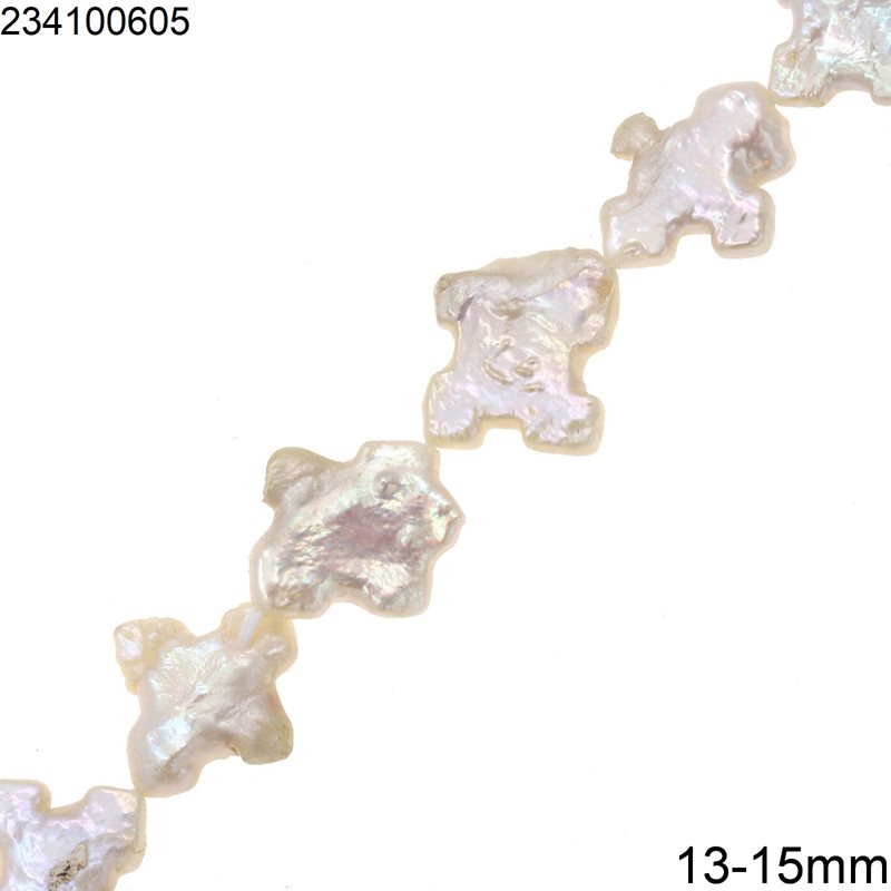 Freshwater Pearl Cross Flat Beads 13-15mm