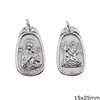 Silver 925 Double Sided Pendant Holy Mary 15x26mm