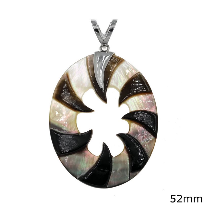 Silver 925 Oval Pendant with Mop-shell 52mm