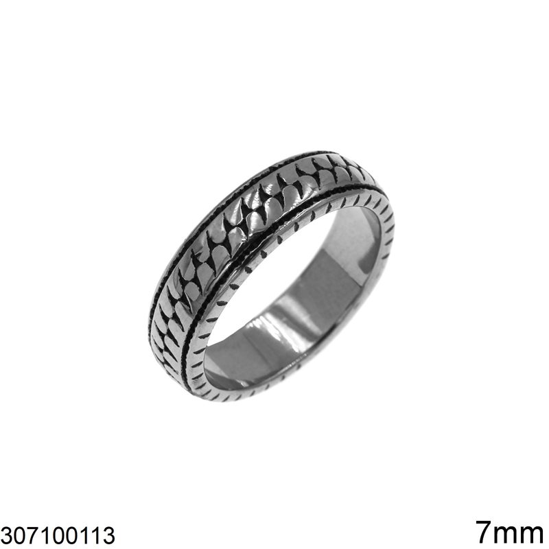 Stainless Steel Male Ring with Chain Design 7mm
