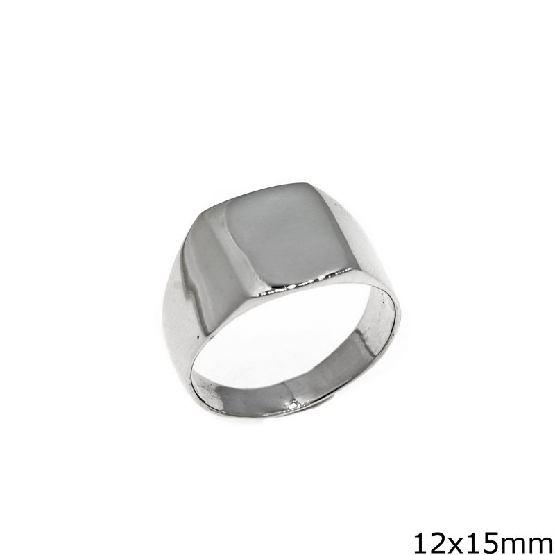 Silver  925 Male Ring with Rectangular Plate 12x15mm