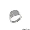 Silver  925 Male Ring with Rectangular Plate 12x15mm