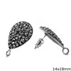 Pearshaped Stud Earrings with Marcasite 11x15mm