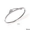 Silver 925 Cuff Bracelet Leaf with zircon 3mm
