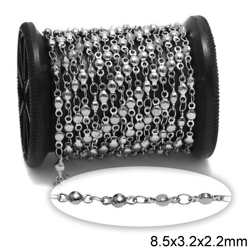 Stainless Steel Ball Spacer Chain 8.5x3.5x2.6mm