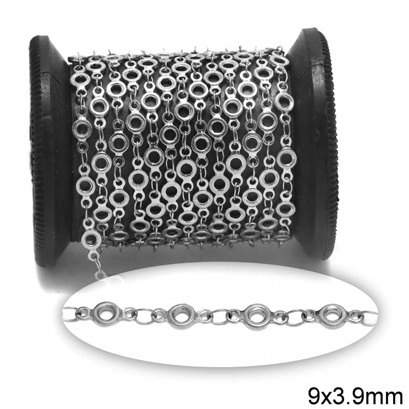 Stainless Steel Circle Spacer Chain 9x3.9mm