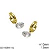 Stainless Steel Hoop Earrings 13mm with Zircon 10mm