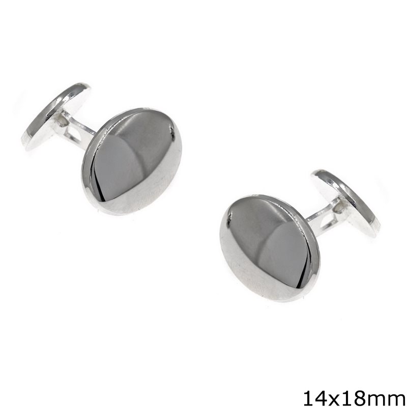 Silver 925 Oval Cufflinks 14x18mm