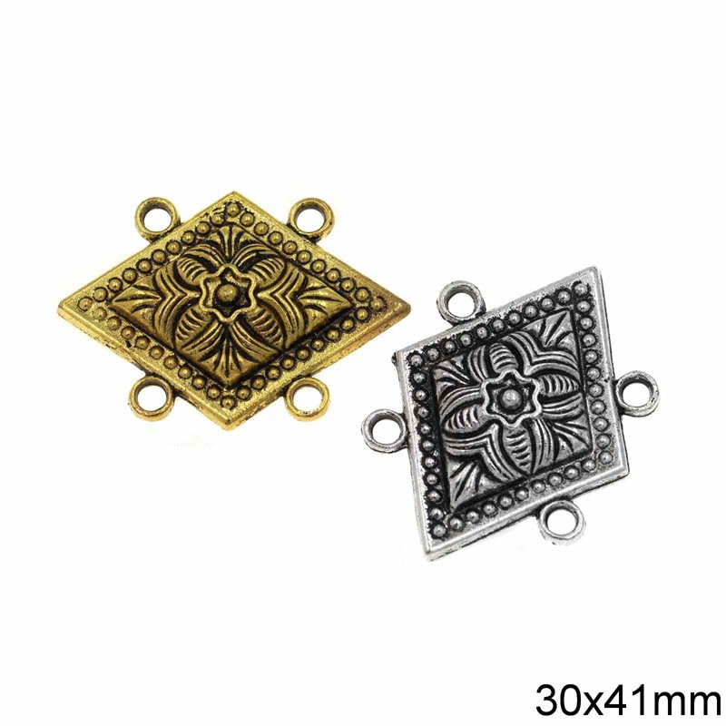 Casting Rhombus Traditional Antique Spacer 30x41mm