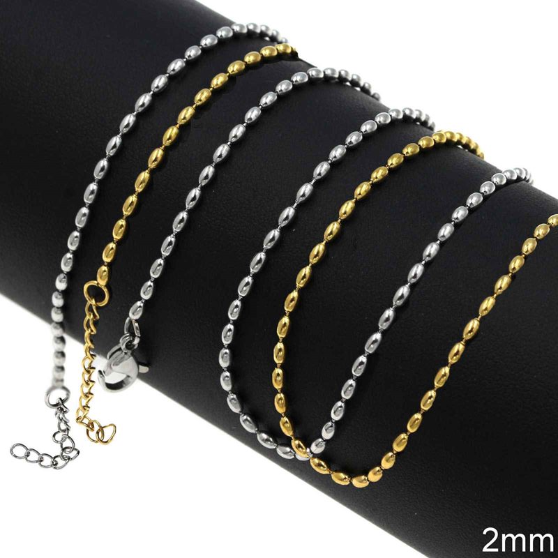 Stainless Steel Oval Ball Chain 2mm
