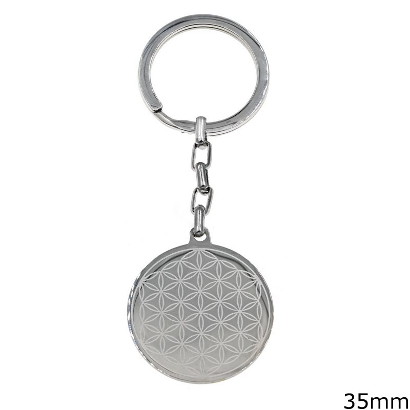 Stainless Steel Keychain Flower of Life 35mm