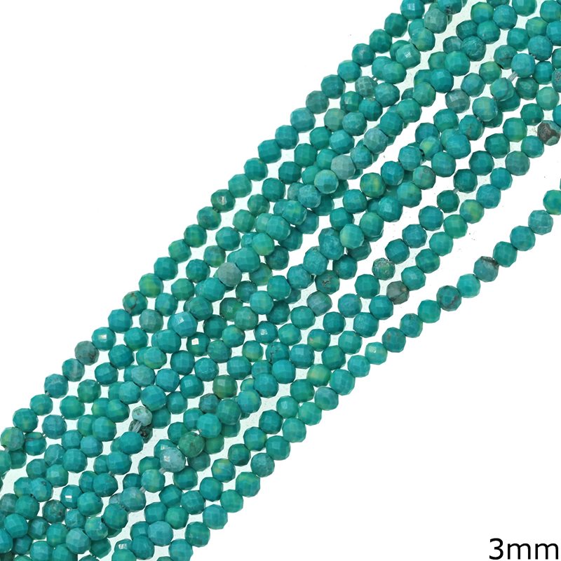 Turquoise Faceted Round  Beads 3mm