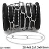 Stainless Steel Hammered Paperclip Chain 26.4x9.5x1.3x0.9mm