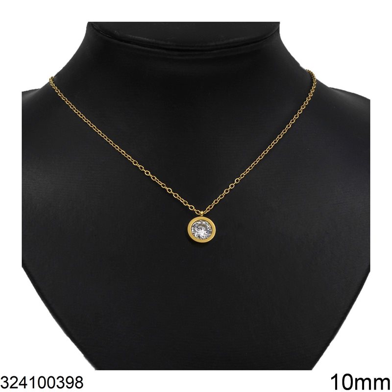 Stainless Steel Necklace with Zircon 10mm
