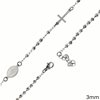 Stainless Steel Rosary Bracelet with Balls 3mm