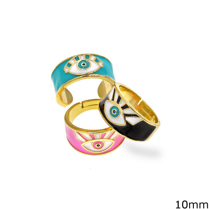 Brass Enameled Ring with Evil Eye 10mm