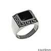 Silver 925 Male Ring with Onyx Stone 11x15mm and Meander on side