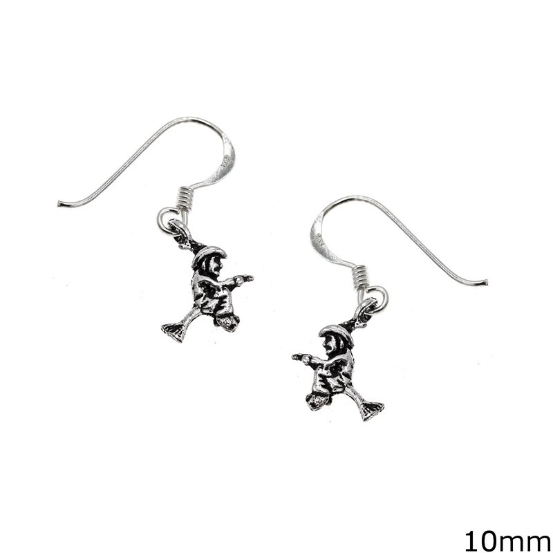 Silver 925 Hook Earrings Witch 10mm