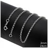 Silver 925 Rolo Link Chain 2mm 18-25cm
