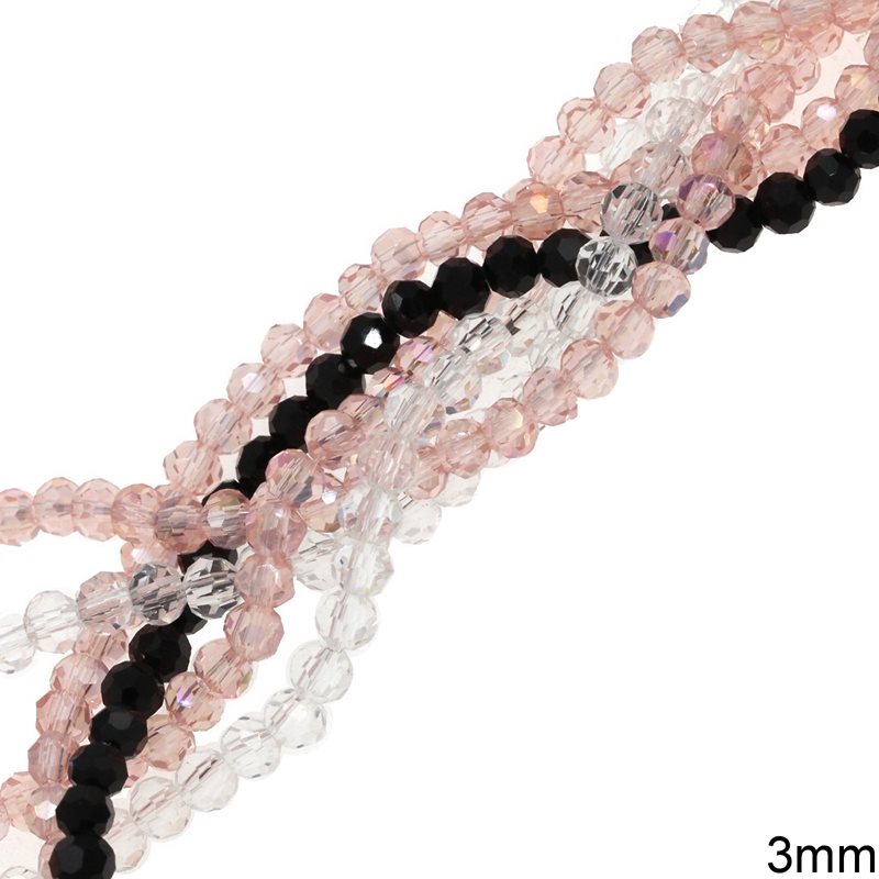 Glass Round Faceted Bead 3mm
