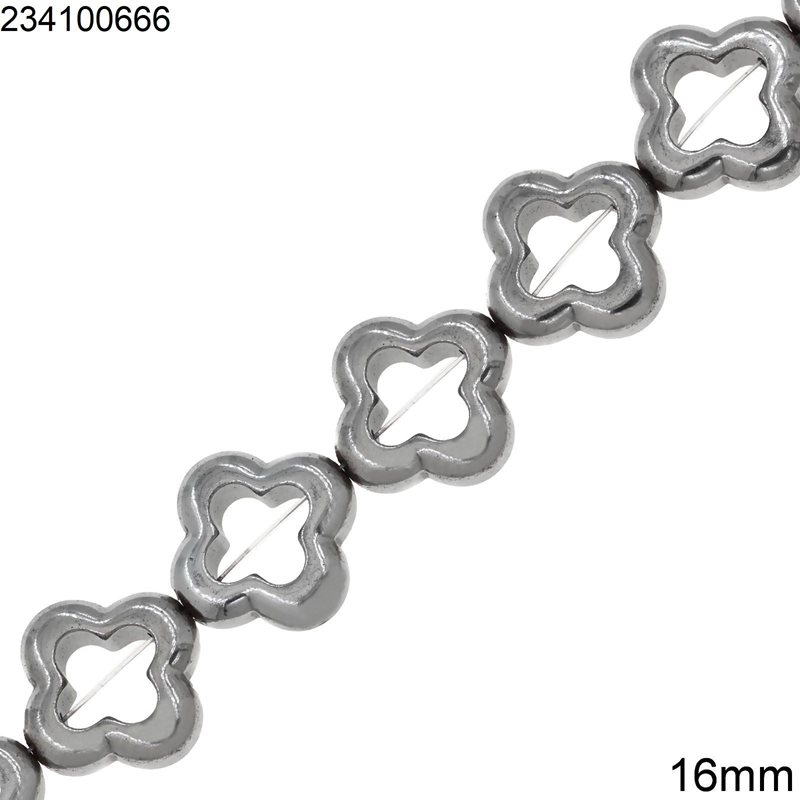 Hematite Cross Beads 16mm, Silver