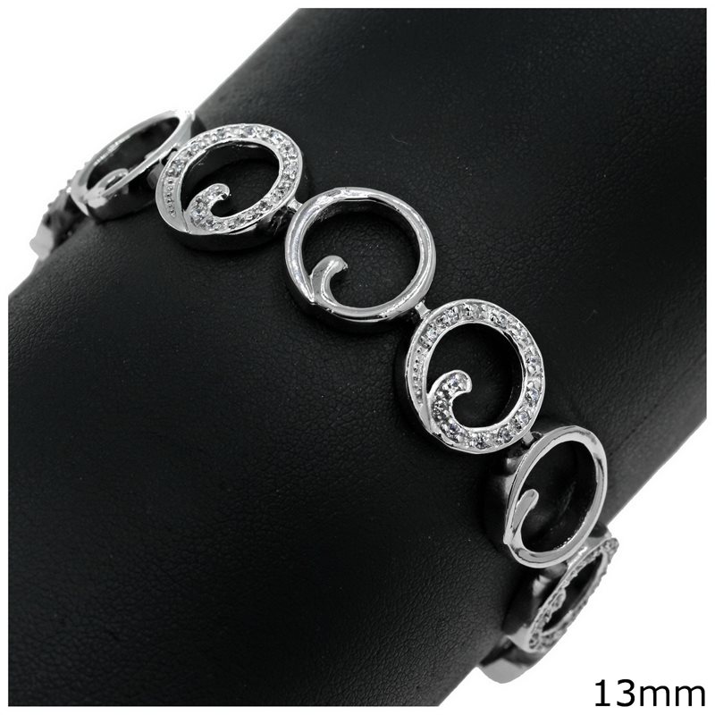 Silver 925 Bracelet Circles with Zircon 13mm