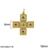 Μενταγιόν Ασημένιο 925 Βυζαντινό Σταυρός Τετράγωνα με Ζιργκόν
