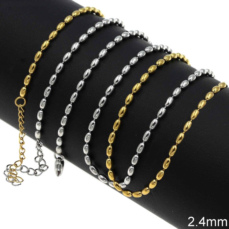 Stainless Steel Oval Ball Chain 2.4mm