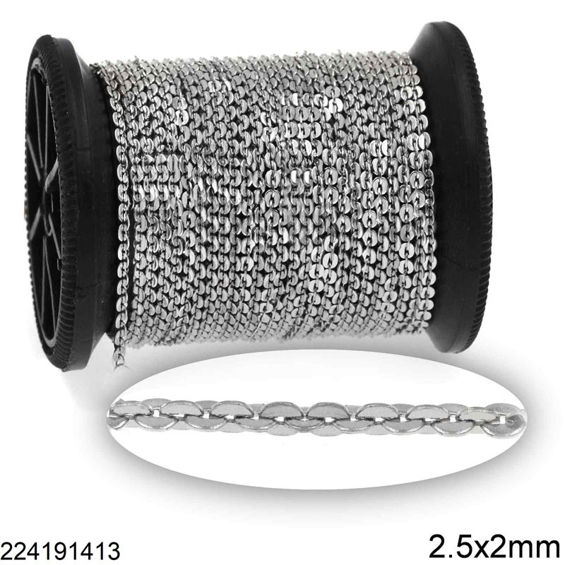 Stainless Steel Sequil Crossed Chain 2.5x2mm