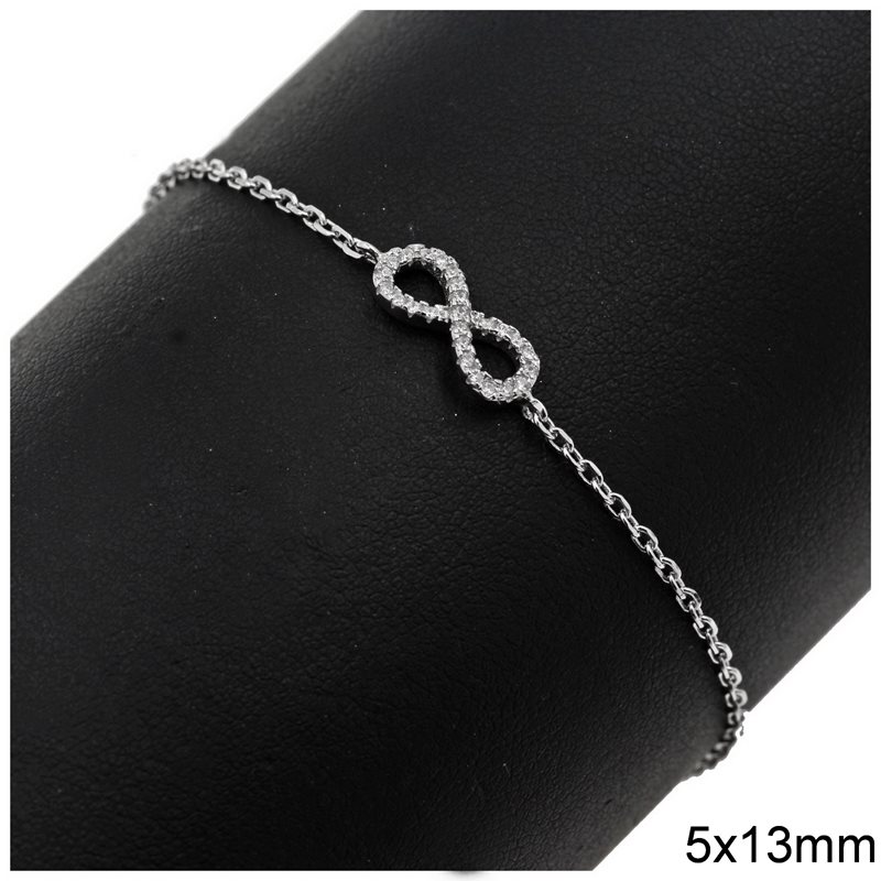 Silver 925 Bracelet Infinity with zircon 5x13mm
