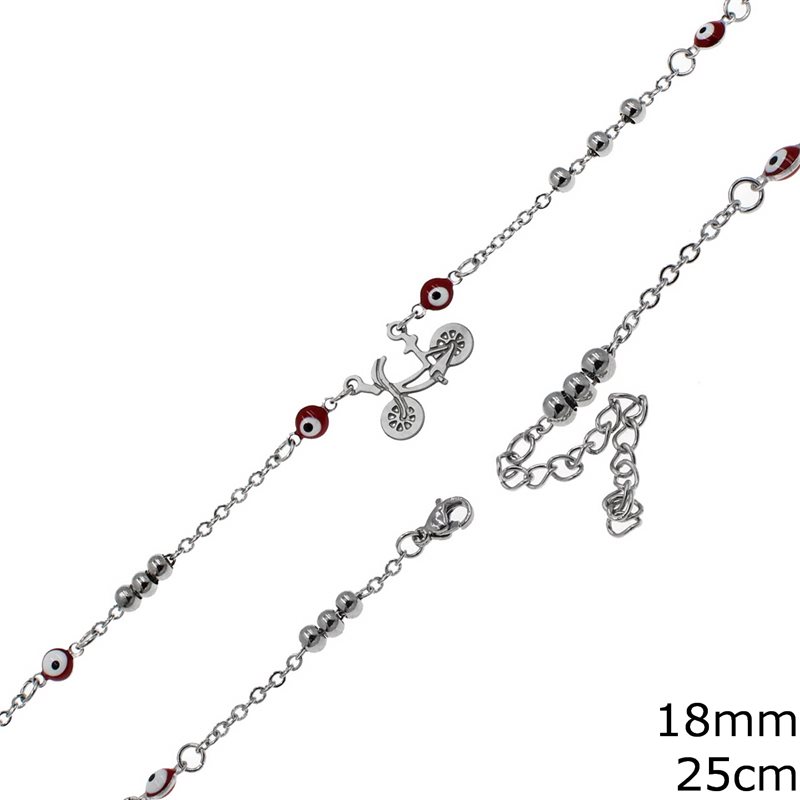 Stainless Steel Anklet Bicycle 18mm,25cm