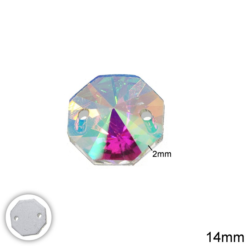 Κρύσταλλο Οκτάγωνο Ραφτό Crystal AB 14mm 