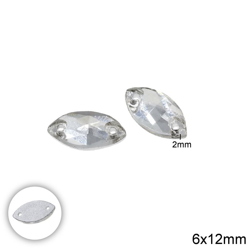 Sew-on Navette Crystal Stone 6x12mm