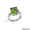 Silver  925 Ring with Flower and zircon 10x12mm
