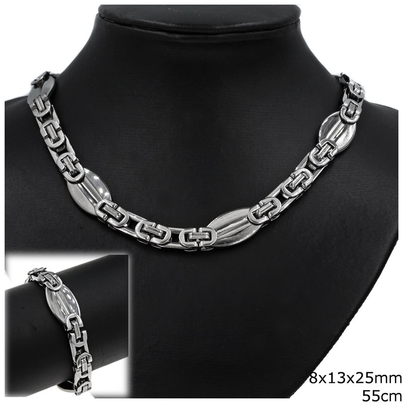 Stainless Steel Set of Necklace Bracelet Chain