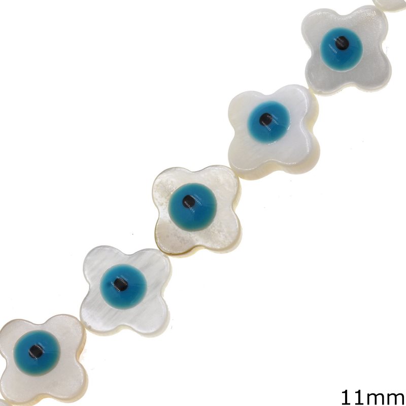 Mop-shell Cross Beads with Evil Eye 11mm