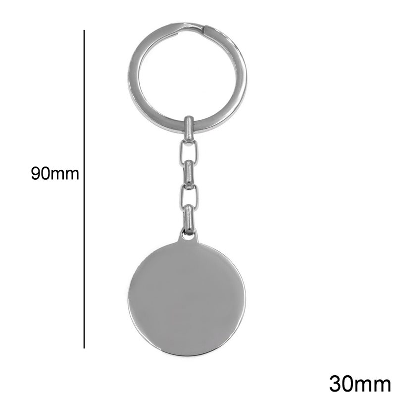 Stainless Steel Keychain with Round Tag  30mm
