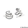 Silver 925 Ear Cuffs Not Pierced with Stones 1.5x12mm