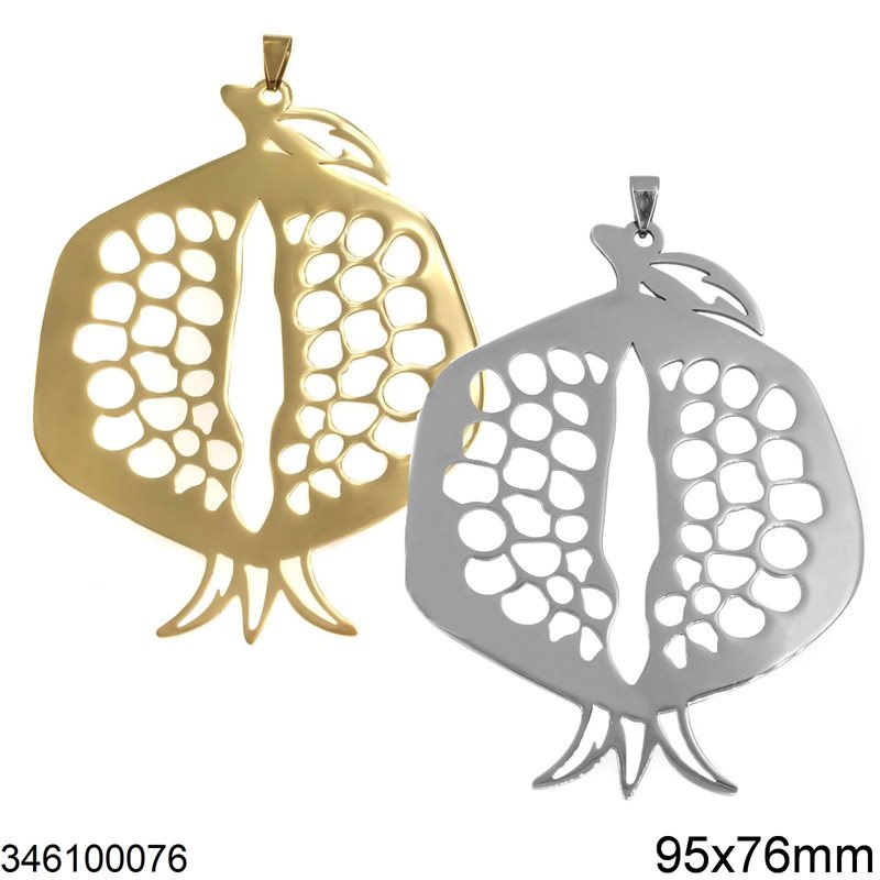 Stainless Steel New Years Lucky Charm Pomegranate 95x76mm