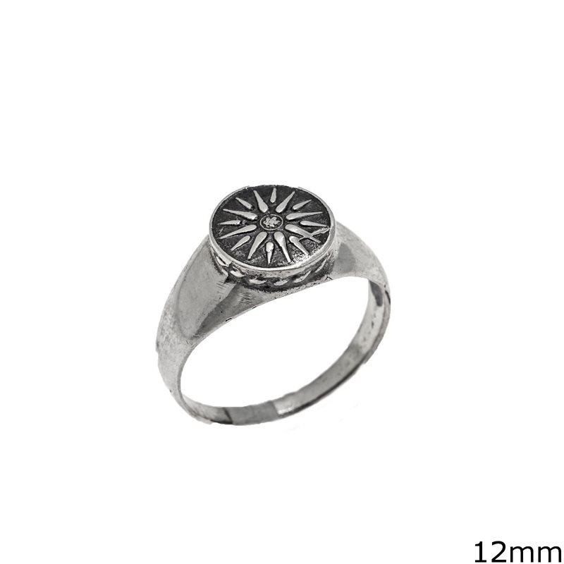 Silver  925 Ring Macedonian Vergina Sun 12mm