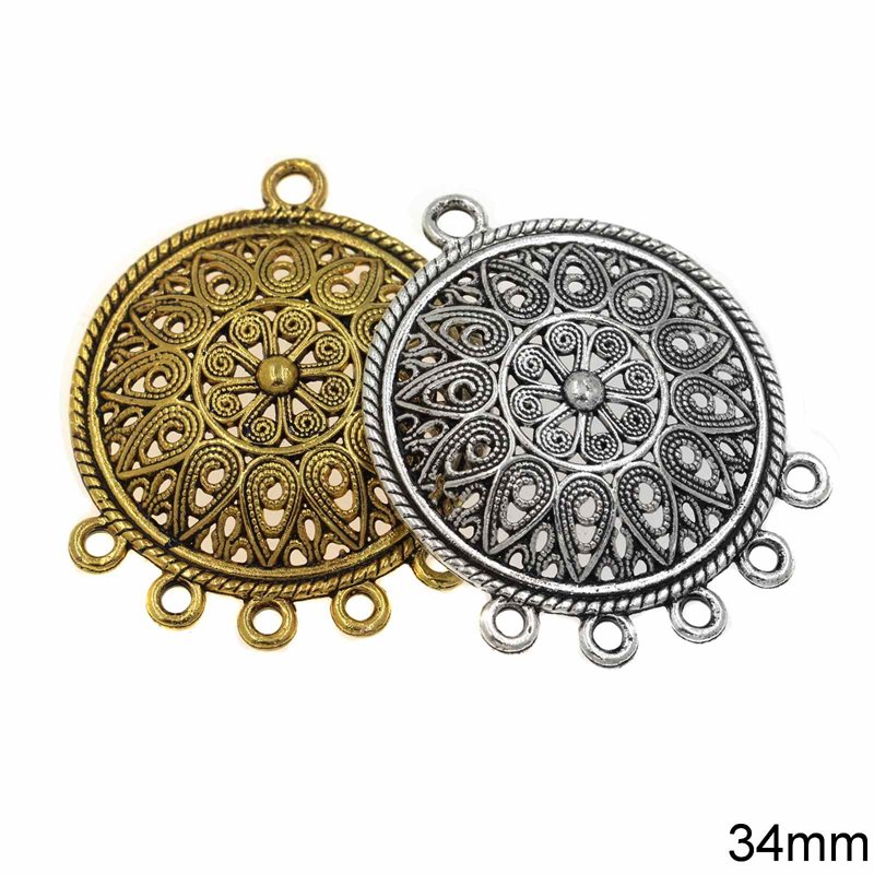Casting Round Traditional Antique Pendant 34mm