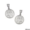 Silver 925 Double Sided Pendant Owl 16mm