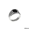 Silver  925 Male Ring with Onyx Stone 10mm