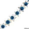 Mop-shell Flat Star Beads with Evil Eye 12mm