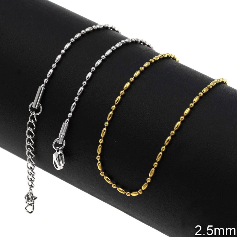 Stainless Steel 1:1 Oval-Ball Chain 2.5mm
